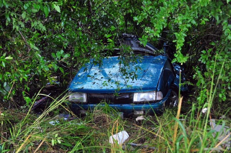 Carro aquaplanou e colidiu contra &aacute;rvore