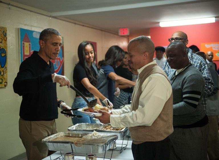 Presidente Barack Obama celebrava o Dia de A&ccedil;&atilde;o de Gra&ccedil;as com a fam&iacute;lia