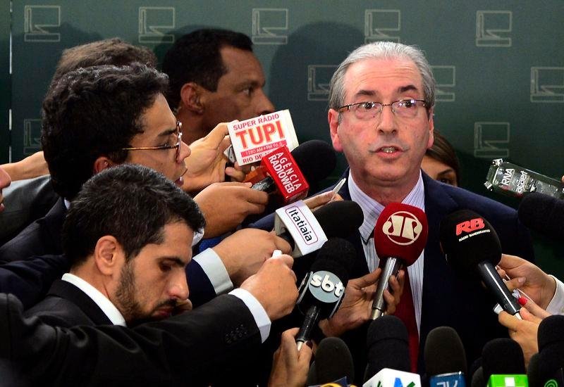 Eduardo Cunha fala sobre a opera&ccedil;&atilde;o da Pol&iacute;cia Federal (PF), em entrevista coletiva no Sal&atilde;o Verde