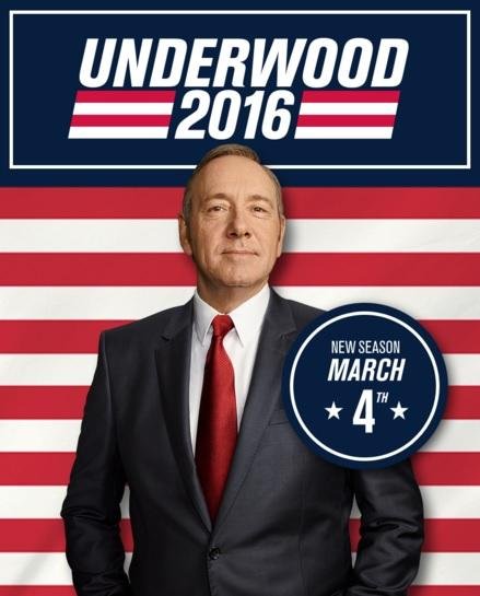 Cartaz divulgado pelo Twitter com Frank Underwood (Kevin  Spacey)