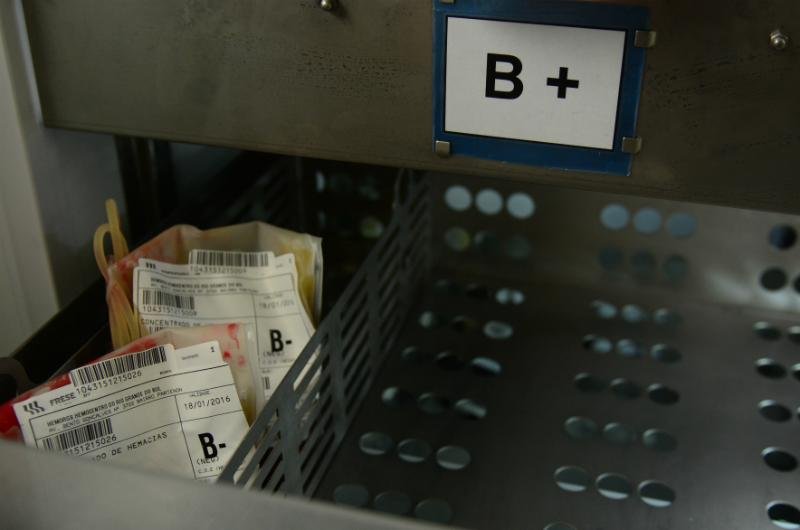 Tipos O positivo e negativo e o B positivo e negativo est&atilde;o em falta