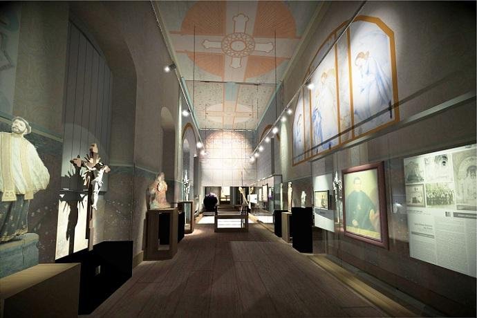 Proje&ccedil;&atilde;o da sala de exposi&ccedil;&atilde;o permanente que ser&aacute; abrigada pela igreja