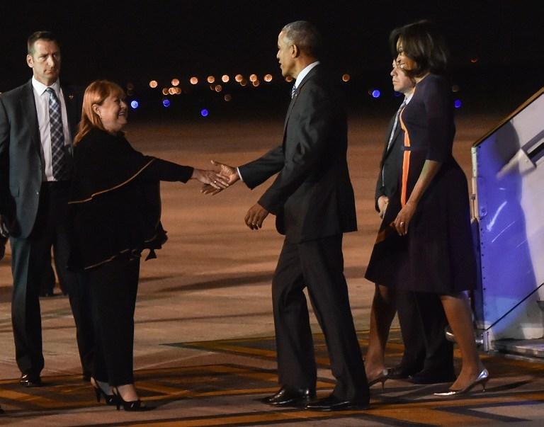 Obama foi recebido pela chanceler, Susana Malcorra, e pelo embaixador, Noah Memet