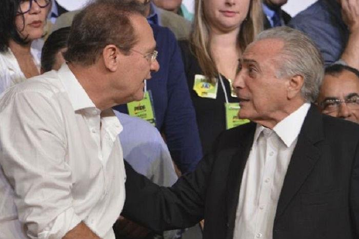 Presidente do Senado, que representava ala mais governista da sigla, se encontrou com Michel Temer nesta segunda