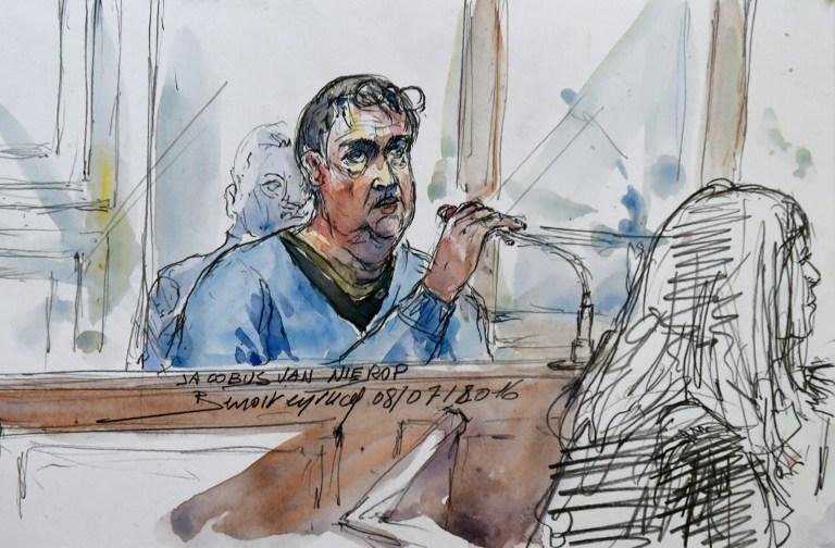 Desenho mostra julgamento de Mark Van Nierop