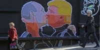 Grafite com beijo de Trump e Putin ilustra temor dos lituanos