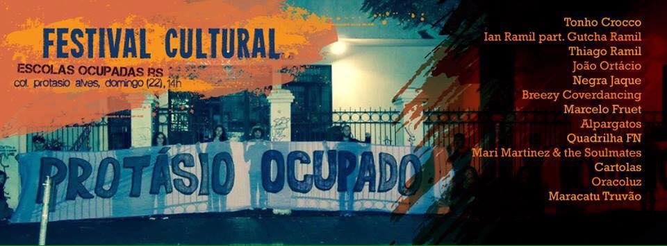 Festival em apoio a escolas ocupadas re&uacute;ne artistas neste domingo, em Porto Alegre