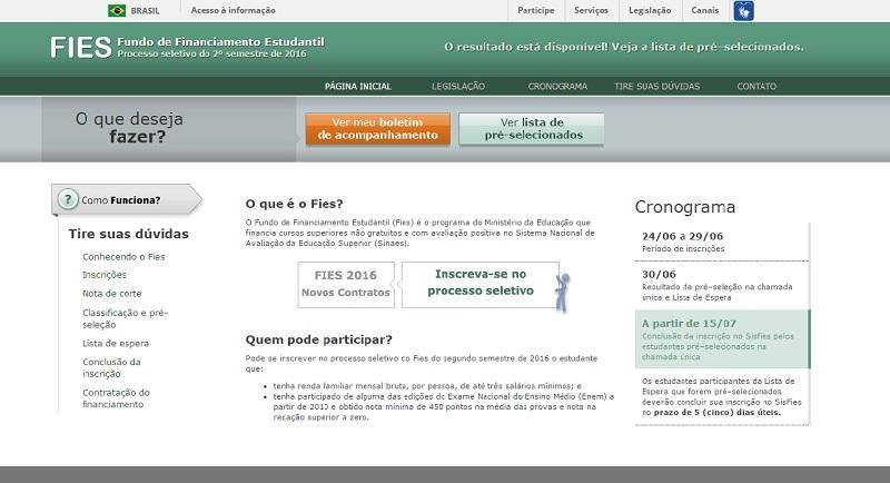 MEC adia cronograma do Fies