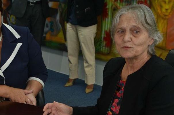 Em v&iacute;deo que circula pela internet, Ela Wiecko &eacute; vista segurando uma faixa onde se l&ecirc; "Fora Temer"