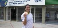 Judoca gaúcha levou medalha olímpica na homenagem pelas conquistas