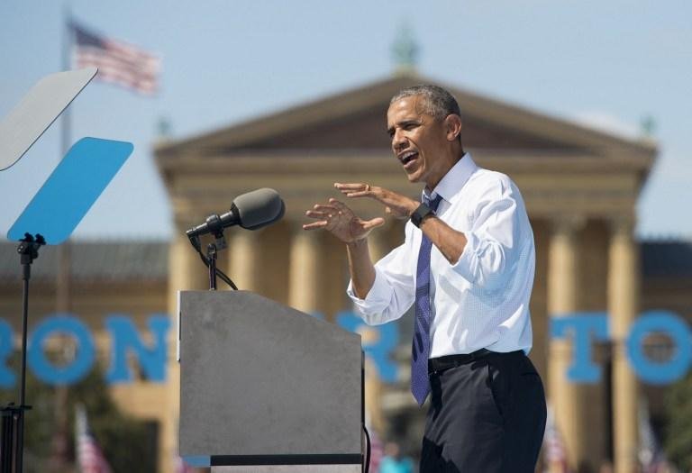 Barack Obama esteve presente na Filad&eacute;lfia para ajudar na campanha eleitoral de Hillary Clinton