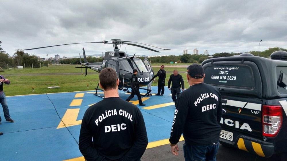 Pol&iacute;cia utilizou helic&oacute;ptero para opera&ccedil;&atilde;o conjunta de RS e SC