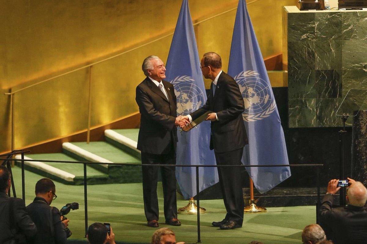Brasil entrega &agrave; ONU documento de ratifica&ccedil;&atilde;o do Acordo de Paris
