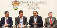 Marchezan e o vice eleito, Gustavo Paim, realizaram reunião com 34 vereadores atuais e da próxima legislatura