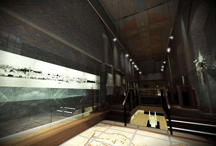 Proje&ccedil;&atilde;o da sala de exposi&ccedil;&atilde;o permanente planejada para o local