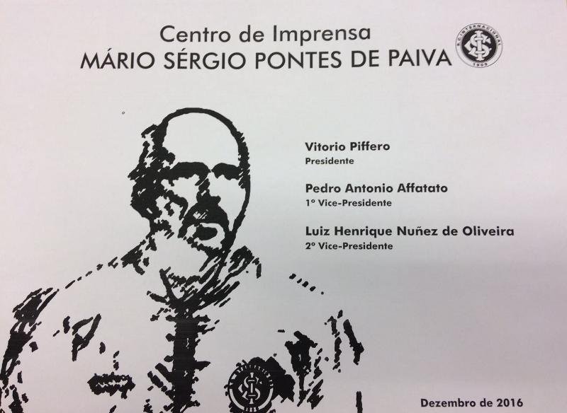Centro de imprensa do Inter ganha nome de M&aacute;rio S&eacute;rgio 