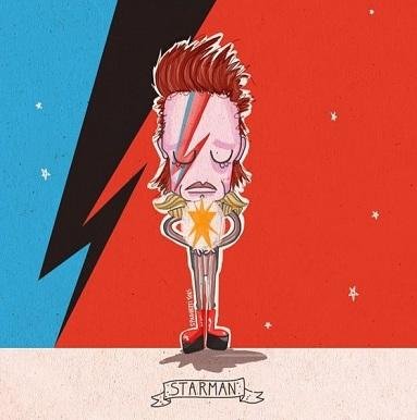 A s&eacute;rie traz ilustra&ccedil;&otilde;es de artistas como David Bowie, Carrie Fisher e George Michael  