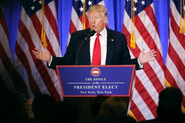 Trump concedeu a primeira entrevista coletiva ap&oacute;s o pleito de novembro