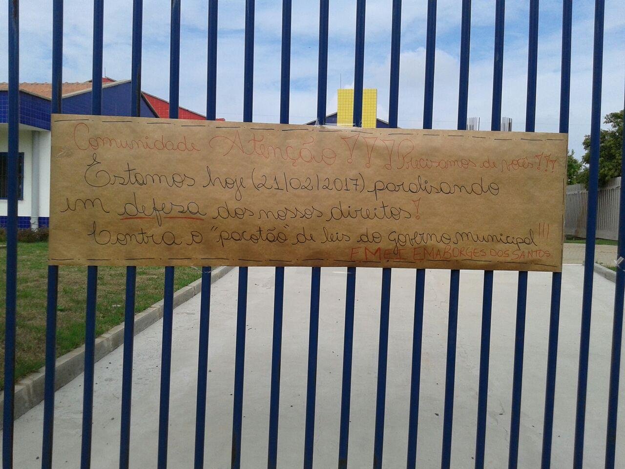Escolas de educa&ccedil;&atilde;o infantil do munic&iacute;pio mantiveram os port&otilde;es fechados
