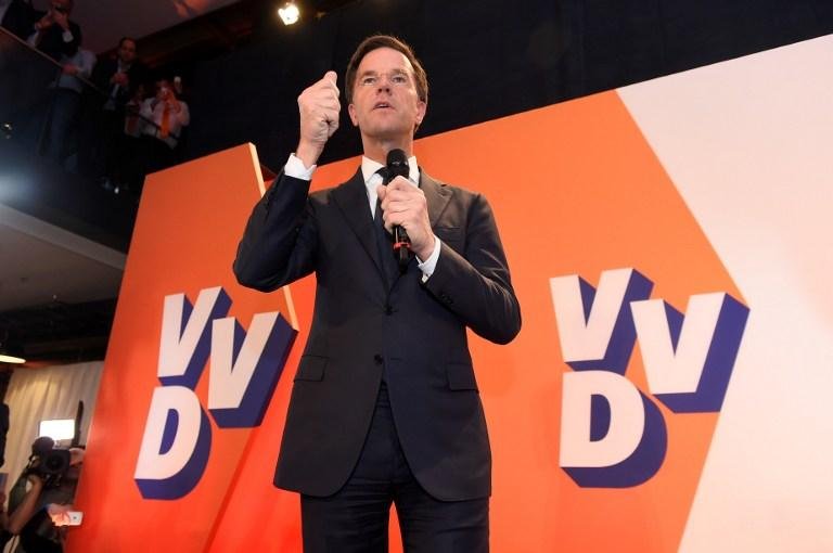 Primeiro-ministro Mark Rutte comemorou vit&oacute;ria apontada pelas pesquisas de boca de urna