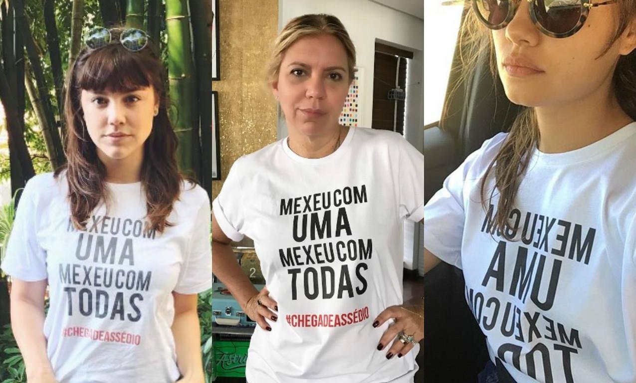 Nomes como Alice Wegmann, Astrid Fontenelle e Sophie Charlotte postaram fotos com camisas pelo fim da viol&ecirc;ncia contra a mulher