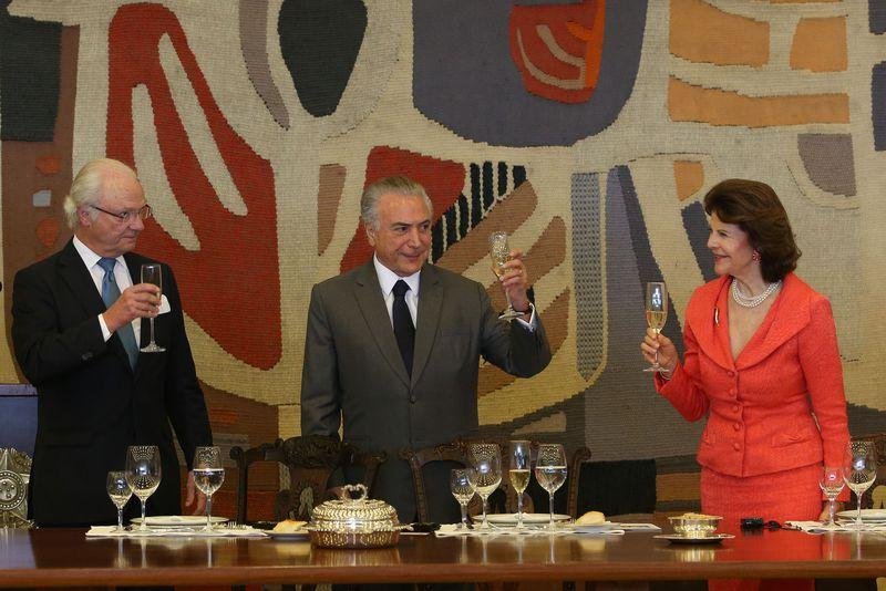 Presidente Temer participou de um almo&ccedil;o com reis da Su&eacute;cia no Itamaraty