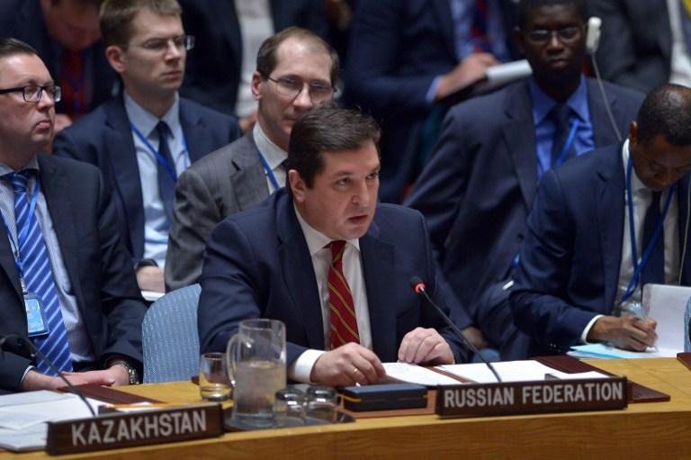 Embaixador da R&uacute;ssia Vladimir Safronkov fala durante Conselho de Seguran&ccedil;a da ONU