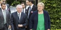 Primeira-ministra Erna Solberg e Michel Temer se reuniram durante visita do presidente a Noruega