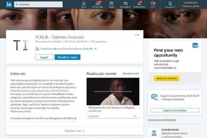 No site Talentos Invis&iacute;veis est&atilde;o dispon&iacute;veis curr&iacute;culos de refugiados e canais de contato para empregadores, mas exige cadastro no LinkedIn