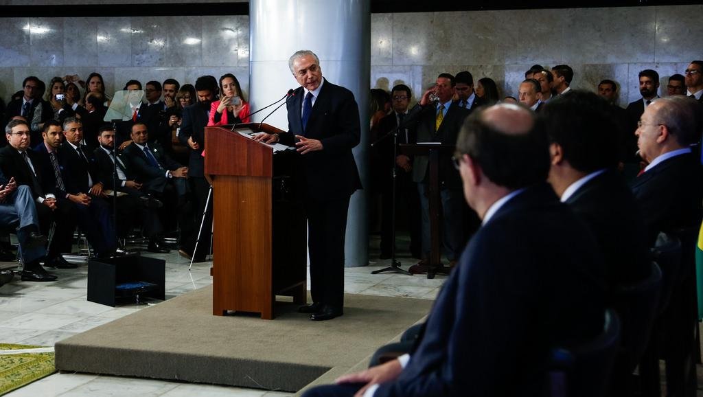 Temer discursou para aliados no Planalto
