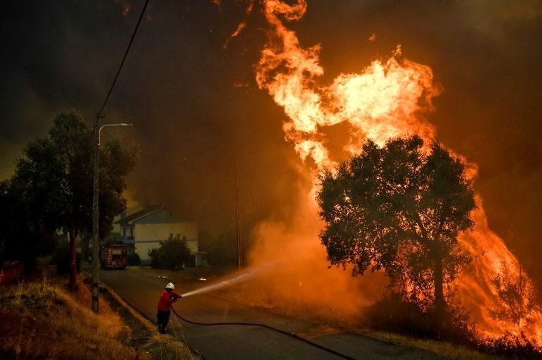 Bombeiros e volunt&aacute;rios tentam controlar as chamas