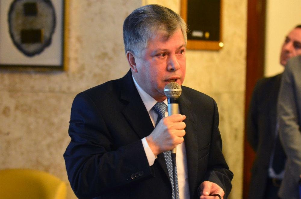 Presidente do Banrisul, Luiz Gonzaga Mota, durante a divulga&ccedil;&atilde;o do balan&ccedil;o financeiro do primeiro semestre de 2017