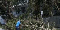 Imagens exibidas na televisão mostram árvores que caíram nas ruas e edifícios com danos em suas fachadas na Florida