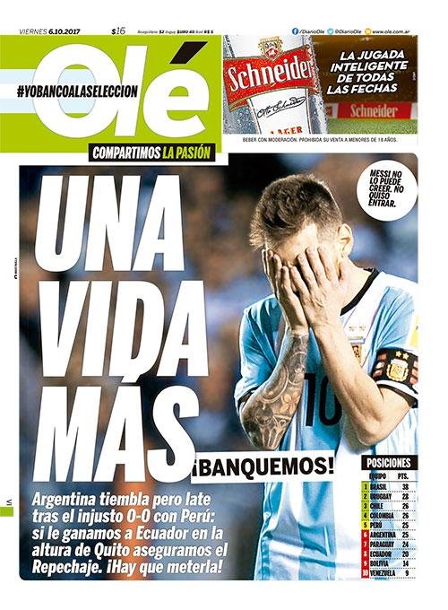 Imprensa argentina poupou Messi das cr&iacute;ticas