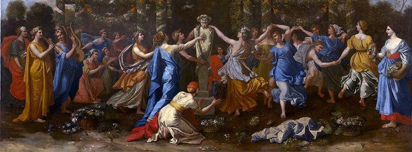 Obra do pintor Nicolas Poussin " Himineu travestido assistindo a uma dan&ccedil;a em honra a Pr&iacute;apo " &eacute; pe&ccedil;a da exposi&ccedil;&atilde;o