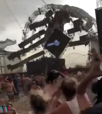 V&iacute;deo mostra momento em que estrutura desaba em rave no Parque Assis Brasil