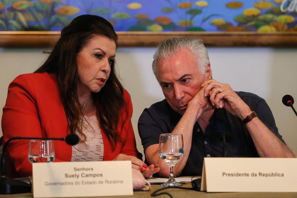 Michel Temer est&aacute; em Roraima reunido com a governadora Suely Campos para tratar da quest&atilde;o da entrada de venezuelanos no estado