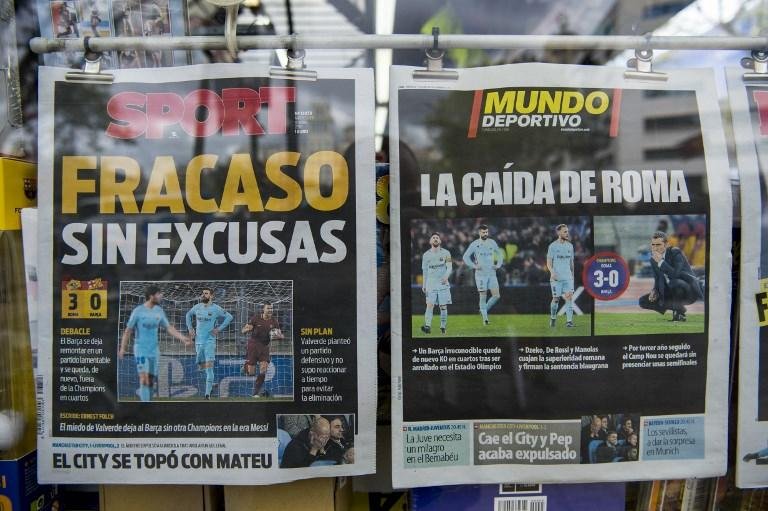 Imprensa espanhola n&atilde;o titubeou na hora de qualificar a terceira elimina&ccedil;&atilde;o consecutiva do Bar&ccedil;a nas quartas de final