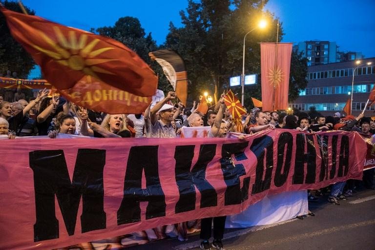 Manifestantes protestam contra novo nome da Maced&ocirc;nia