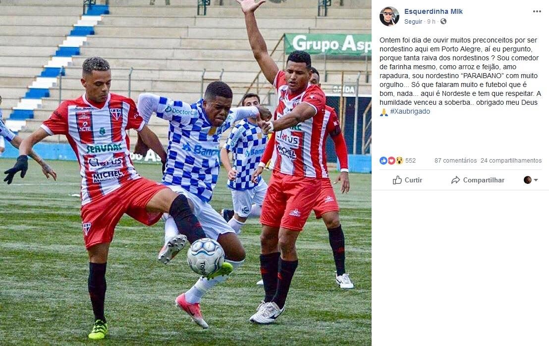 Atletas lamentaram xingamentos contra nordestinos da torcida em Porto Alegre