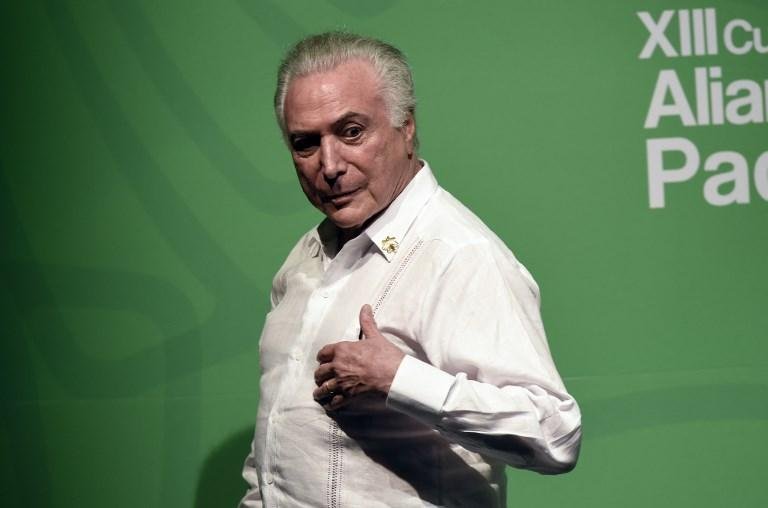 Temer durante encontro da Alian&ccedil;a do Pac&iacute;fico no M&eacute;xico antes de embarcar para a &Aacute;frica do Sul