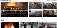 Incêndio foi destaque na capa do site da inglesa BBC