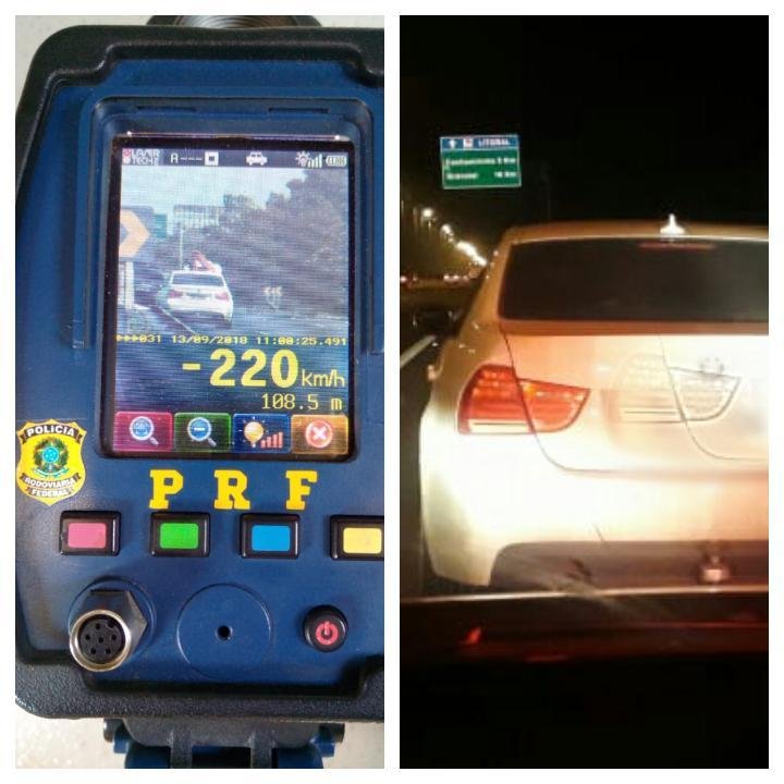 Carro &eacute; apreendido ap&oacute;s participar de racha a 220 km/h em Gravata&iacute; 