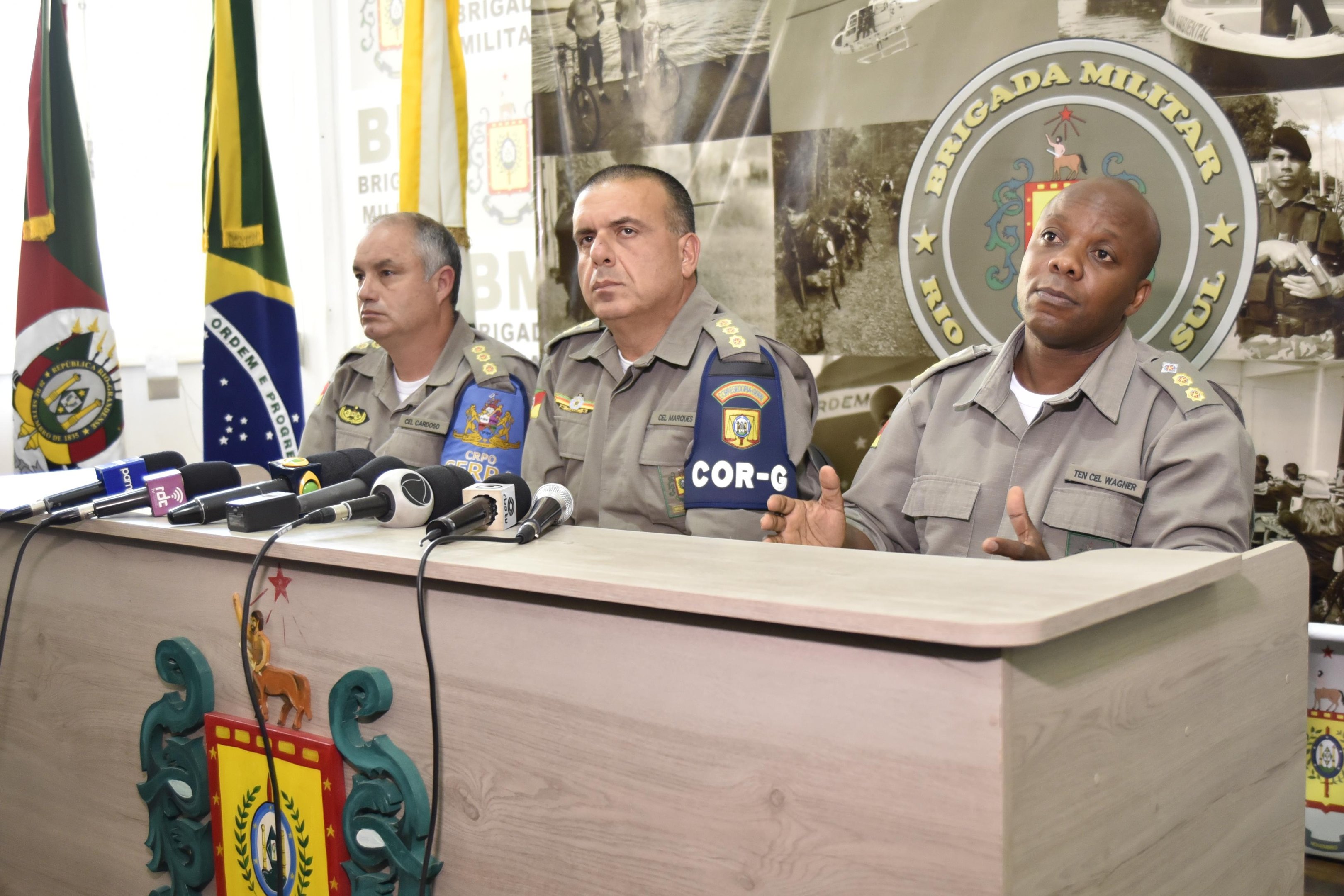 Brigada Militar realizou uma coletiva de imprensa na sede do Comando Geral da BM em Porto Alegre