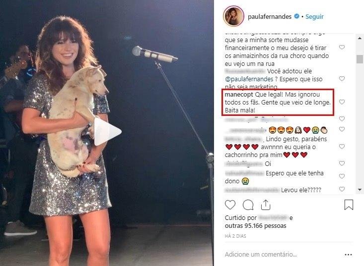 Prefeito de Taquari criticou atitude da cantora