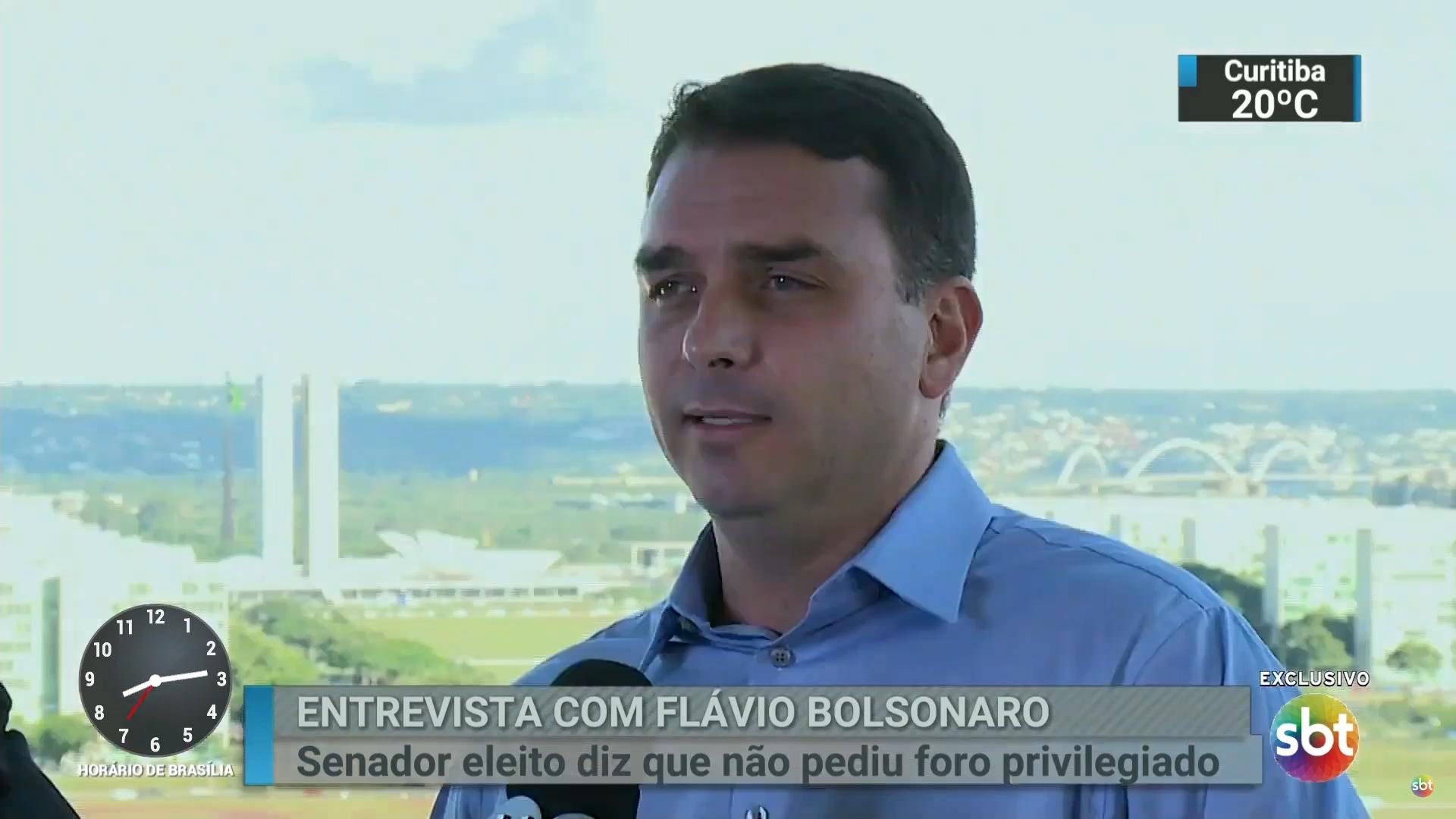 Fl&aacute;vio Bolsonaro concedeu entrevista ao SBT