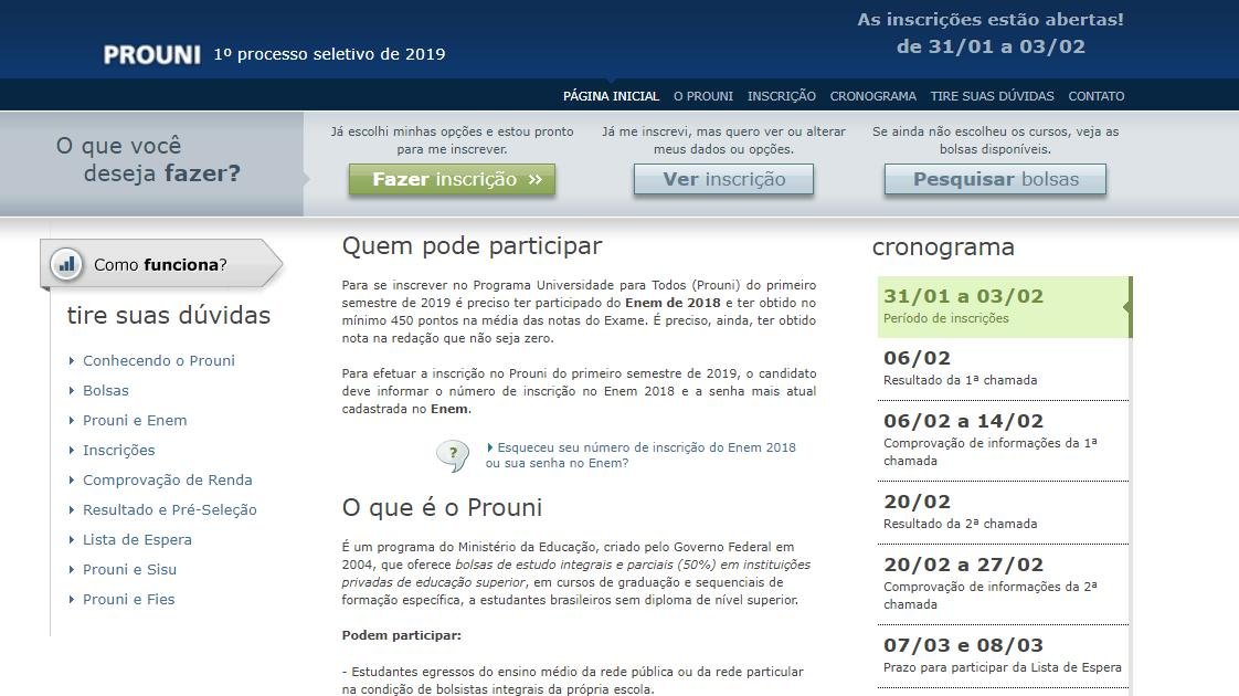Inscri&ccedil;&otilde;es para o  ProUni j&aacute; podem ser feitas pela internet