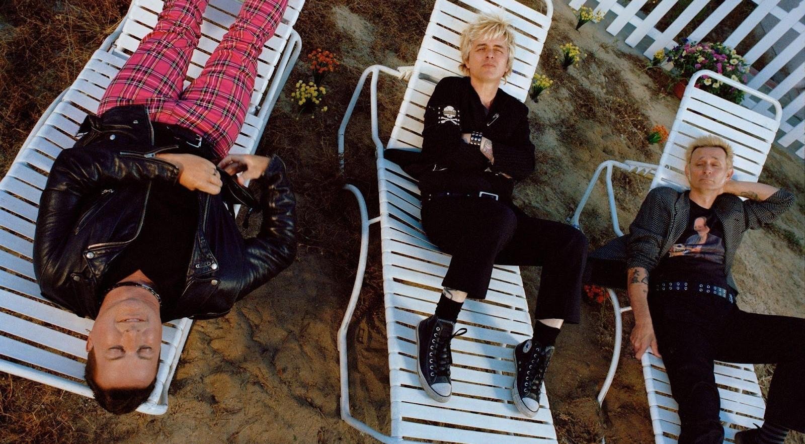 As estrelas globais do rock Green Day &ndash; Billie Joe Armstrong, Mike Dirnt e Tr&eacute; Cool