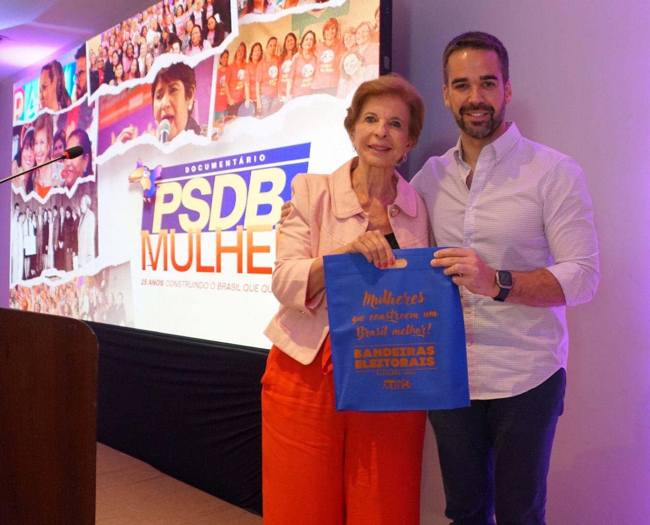 Ex-governador Yeda Crusius e o governador Eduardo Leite, presidente nacional do PSDB