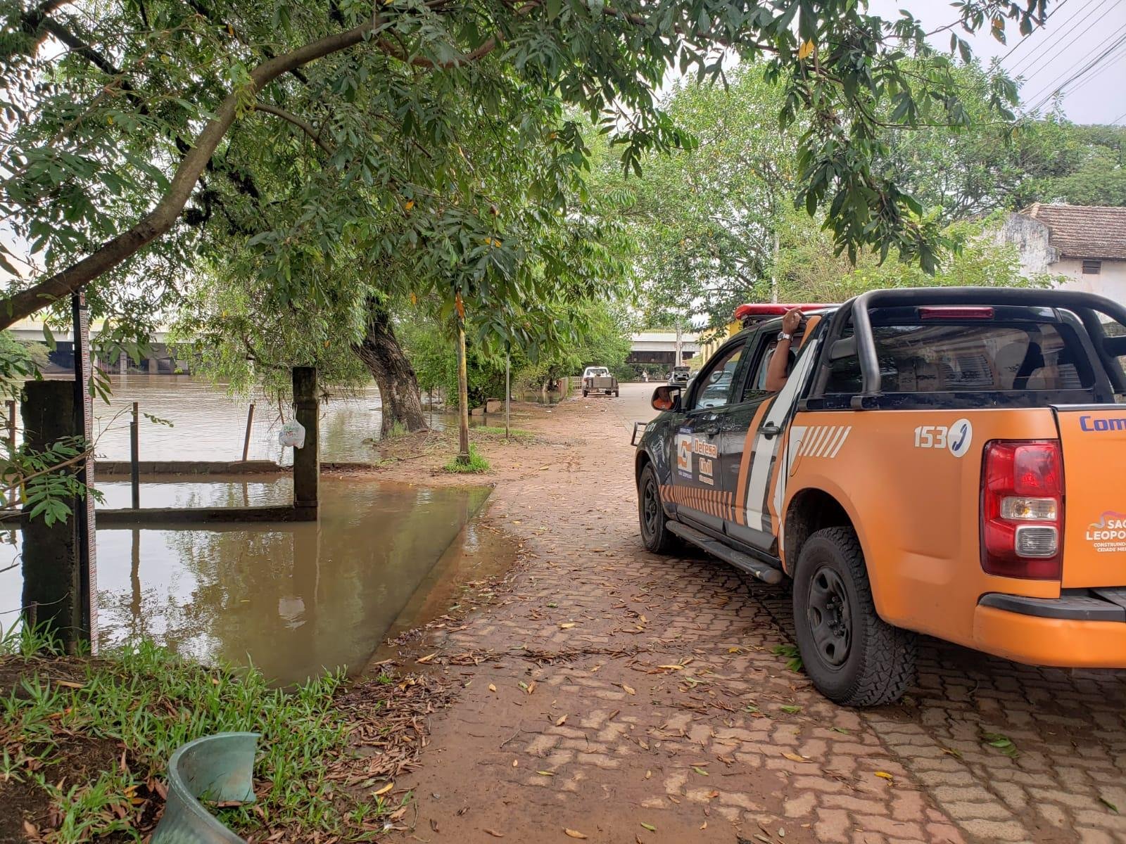Protocolo de alerta de S&atilde;o Leopoldo foi acionado e a Defesa Civil municipal acompanha a eleva&ccedil;&atilde;o do Rio dos Sinos